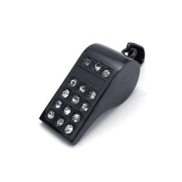 Collana Con Ciondolo A Forma Di Fischietto In Titanio Nero Puro Da Uomo (Nuova)