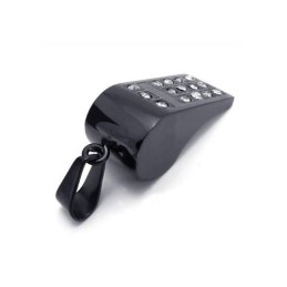 Collana Con Ciondolo A Forma Di Fischietto In Titanio Nero Puro Da Uomo (Nuova)