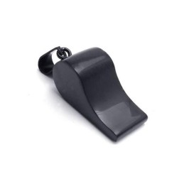 Collana Con Ciondolo A Forma Di Fischietto In Titanio Nero Puro Da Uomo (Nuova)