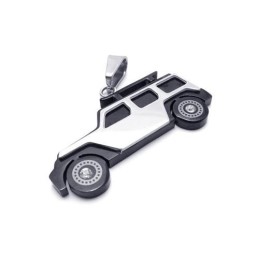 Collana Con Ciondolo Jeep In Titanio Puro Argento Nero Da Uomo
