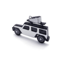 Collana Con Ciondolo Jeep In Titanio Puro Argento Nero Da Uomo
