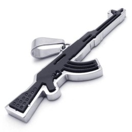 Collana Con Ciondolo Da Uomo In Titanio Puro Dorato Con Fucile Ak47