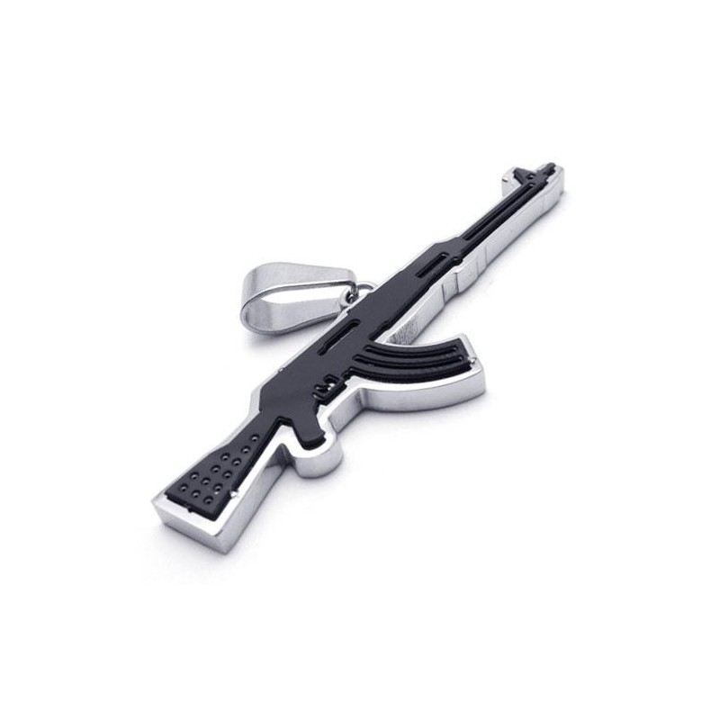 Collana Con Ciondolo Da Uomo In Titanio Puro Dorato Con Fucile Ak47 Collana Con Ciondolo Da Uomo In Titanio Puro Dorato Con Fucile Ak47