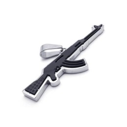 Collana Con Ciondolo Da Uomo In Titanio Puro Dorato Con Fucile Ak47