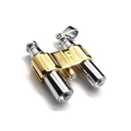 Collana Con Ciondolo Binocolo In Puro Titanio E Argento Dorato