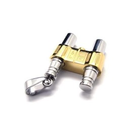 Collana Con Ciondolo Binocolo In Puro Titanio E Argento Dorato