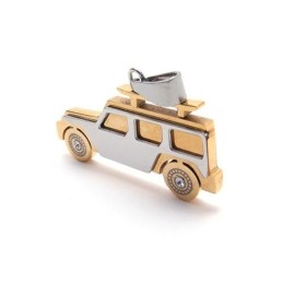 Collana Con Ciondolo Jeep In Titanio Puro Dorato Da Uomo