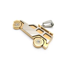 Collana Con Ciondolo Jeep In Titanio Puro Dorato Da Uomo