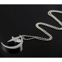 Collana Con Ciondolo In Titanio Con Luna E Stella E Zircone