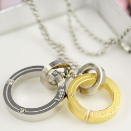 Ciondolo In Titanio "Lock Our Love Sweetheart Lovers Circle"