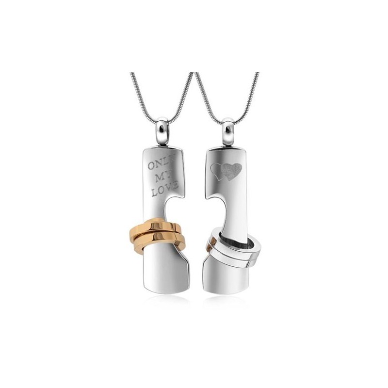 Collana Lucchetto E Chiave A Cuore Per Coppie | Titanio Oro Rosa Con Zirconia | Gioielli Romantici - 3