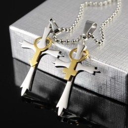 Collana Con Ciondolo A Croce In Titanio Con Simboli Maschili E Femminili Per Uomo E Donna