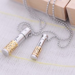 Collana Con Ciondolo In Titanio Con Scritta "Loveheart Lovers" Gialla Alla Moda