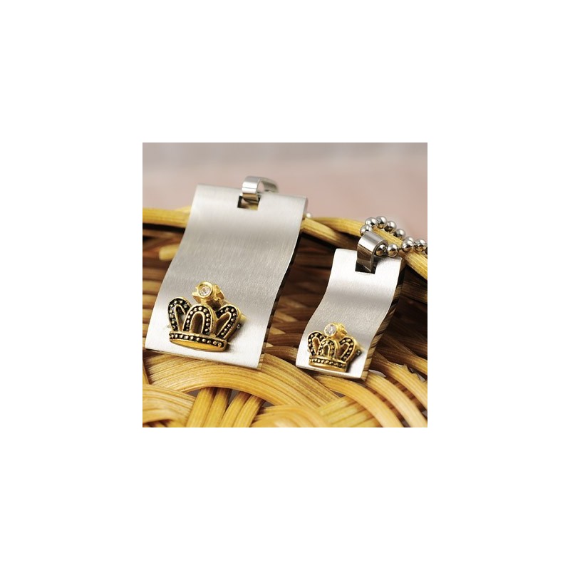 Collane Con Pendenti In Titanio Per Amanti Dello Zucchero Filato Con Corona In Oro Collane Con Pendenti In Titanio Per Amanti Dello Zucchero Filato Con Corona In Oro