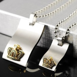 Collane Con Pendenti In Titanio Per Amanti Dello Zucchero Filato Con Corona In Oro