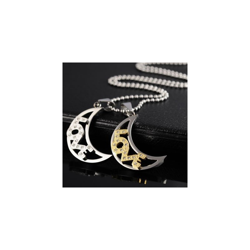 Collane Con Pendenti In Titanio Per Amanti Della Luna E Del Cuore Collane Con Pendenti In Titanio Per Amanti Della Luna E Del Cuore