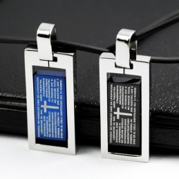 Collana Con Ciondolo In Titanio Con Croce Pie Jesu E Amanti Del Cuore