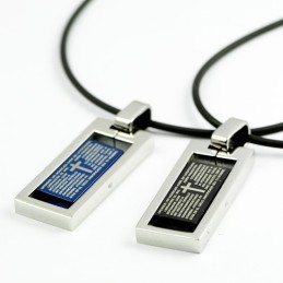 Collana Con Ciondolo In Titanio Con Croce Pie Jesu E Amanti Del Cuore