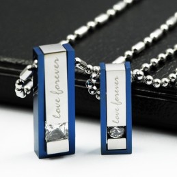 Collana Con Ciondolo In Titanio "Love Forever Sweetheart Lovers"
