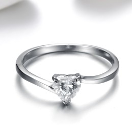 Anello Da Donna In Titanio Con Strass, Di Ottima Qualità E A Forma Di Cuore