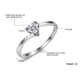 Anello Da Donna In Titanio Con Strass, Di Ottima Qualità E A Forma Di Cuore