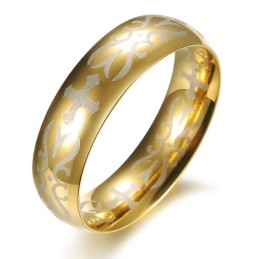 Anello Da Uomo In Titanio Dorato Di Qualità Superiore