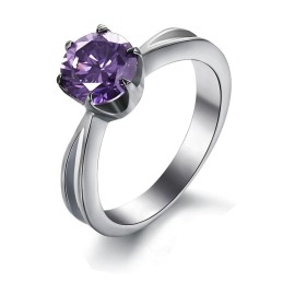 Anello Da Donna In Titanio Con Diamante Viola, Venduto Bene In Tutto Il Mondo