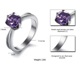 Anello Da Donna In Titanio Con Diamante Viola, Venduto Bene In Tutto Il Mondo