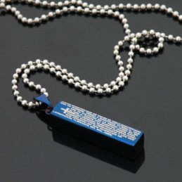 Collana Con Ciondolo In Titanio Da Uomo, Modello Cuboide Blu Alla Moda