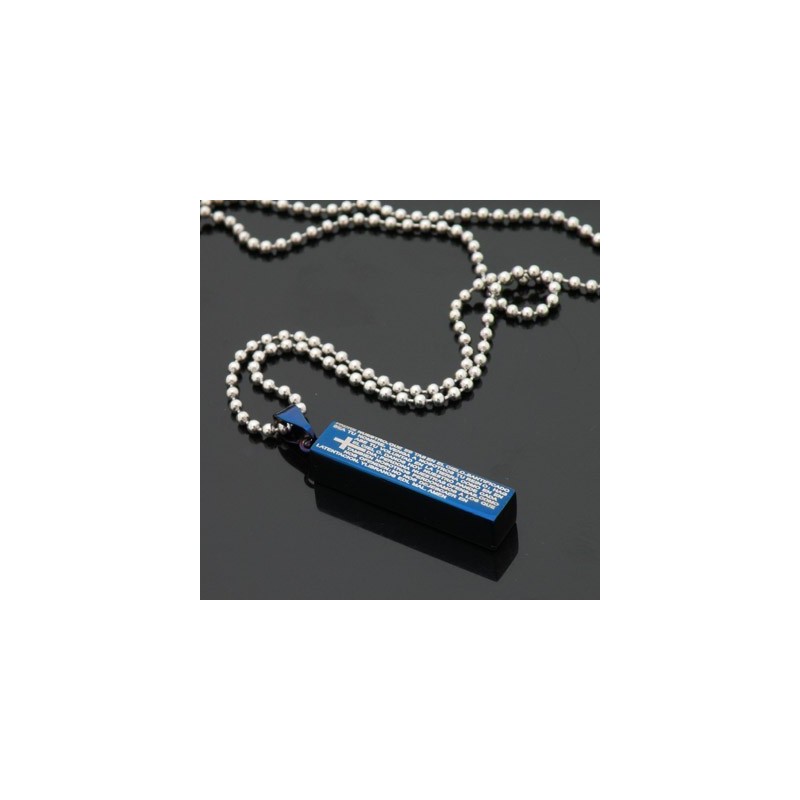 Collana Con Ciondolo In Titanio Da Uomo, Modello Cuboide Blu Alla Moda Collana Con Ciondolo In Titanio Da Uomo, Modello Cuboide Blu Alla Moda