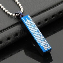 Collana Con Ciondolo In Titanio Da Uomo, Modello Cuboide Blu Alla Moda