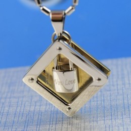 Collana Con Ciondolo In Titanio Con Lucchetto A Forma Di Cuore Wow Love