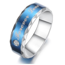 Anello In Titanio Blu Resistente All'Uso Per Gli Amanti