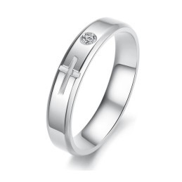 Anello In Titanio Con Croce Di Qualità Stabile Per Gli Amanti
