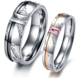 Anello In Titanio Di Ottima Qualità Per Amanti Con Strass