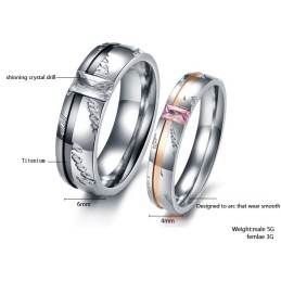 Anello In Titanio Di Ottima Qualità Per Amanti Con Strass