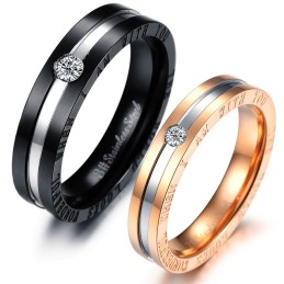 Anello In Titanio Di Qualità Affidabile Per Gli Amanti Con Strass