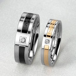 Anello In Titanio "The King Of Quantity" Per Amanti Con Diamante