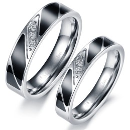 Anello In Titanio Di Alta Qualità Per Gli Amanti Con Diamante