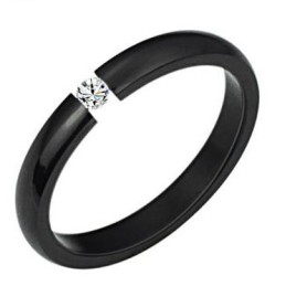 Anello In Titanio Bianco E Nero Di Alta Qualità Per Amanti Con Strass