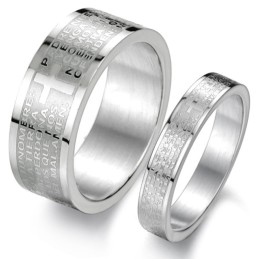 Anello In Titanio Con Bibbia Inglese Di Ottima Qualità Per Gli Amanti