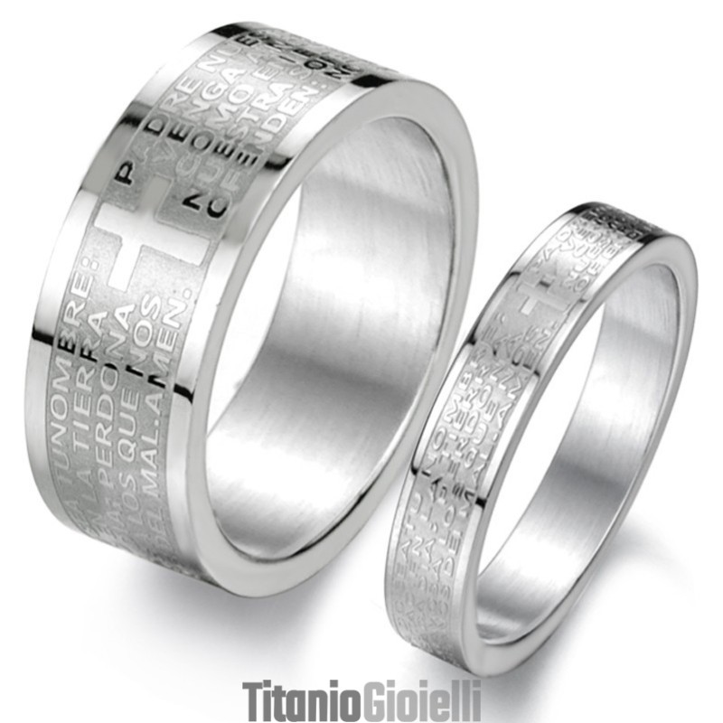 Anello In Titanio Con Bibbia Inglese Di Ottima Qualità Per Gli Amanti