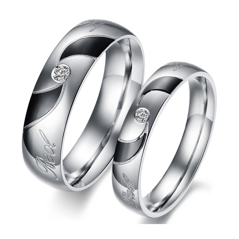 Anello In Titanio Nero Di Alta Qualità Per Amanti Con Diamante Anello In Titanio Nero Di Alta Qualità Per Amanti Con Diamante
