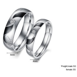 Anello In Titanio Nero Di Alta Qualità Per Amanti Con Diamante