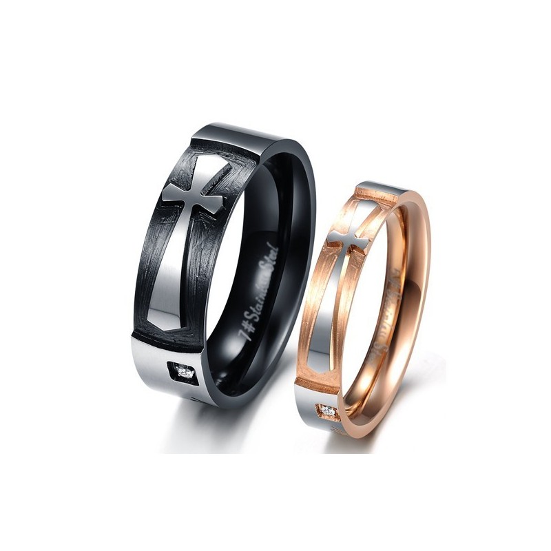 Anello In Titanio Con Croce Di Qualità Stabile Per Gli Amanti Anello In Titanio Con Croce Di Qualità Stabile Per Gli Amanti