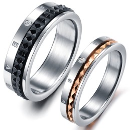 Anello In Titanio Di Eccellente Qualità "Endless Love" Per Gli Amanti Con Strass
