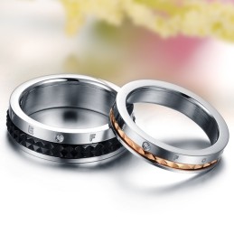 Anello In Titanio Di Eccellente Qualità "Endless Love" Per Gli Amanti Con Strass