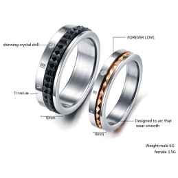 Anello In Titanio Di Eccellente Qualità "Endless Love" Per Gli Amanti Con Strass