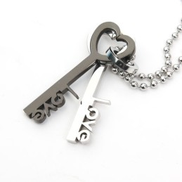 Collana Con Ciondolo In Titanio "Love Key Sweetheart Lovers"