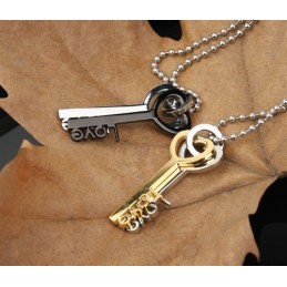 Collana Con Ciondolo In Titanio "Love Key Sweetheart Lovers"
